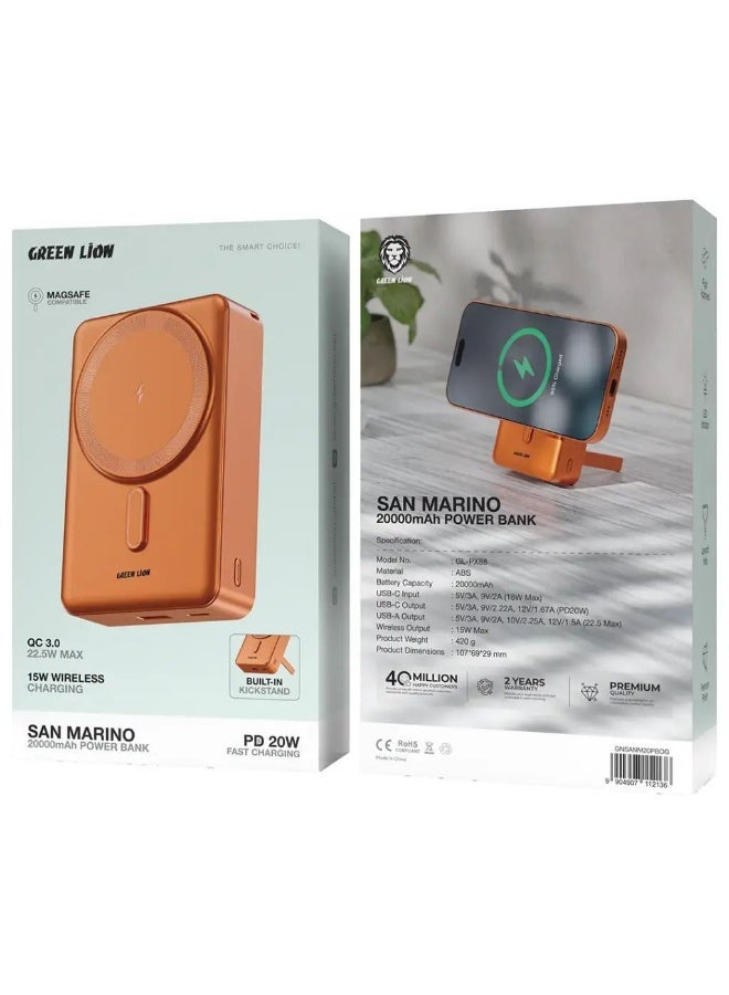 جرين لايون باور بانك جرين ليون سان مارينو مع خاصية شحن ماج سيف 20000mAh متعدد الالوان - Image 2