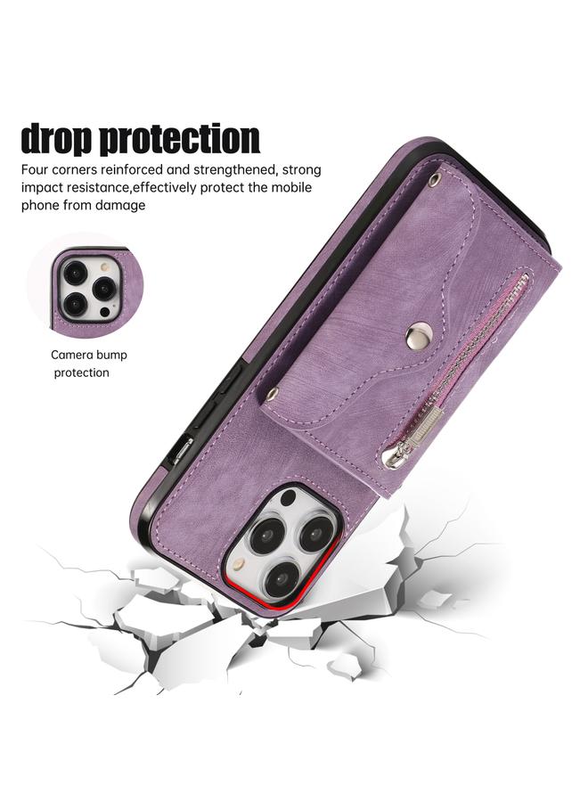 اس-توب جراب لهاتف iPhone 14 Pro Max مزود بسحاب وفتحة بطاقة RFID مع حبل قصير - Image 3