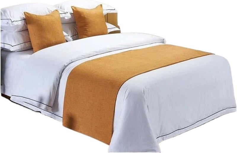 Bed Runner Pillow Case Scarf Solid Soft Bedding Protector Slipcover Bedroom Guestroom Hotel Wedding Room Decor(04,50x240cm 1pcs) - Image 1