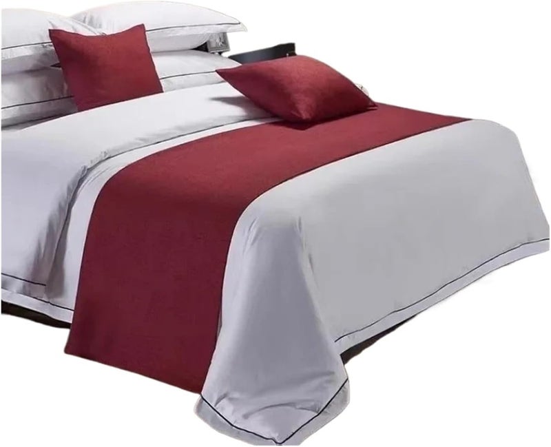 Bed Runner Pillow Case Scarf Solid Soft Bedding Protector Slipcover Bedroom Guestroom Hotel Wedding Room Decor(04,50x240cm 1pcs) - Image 2