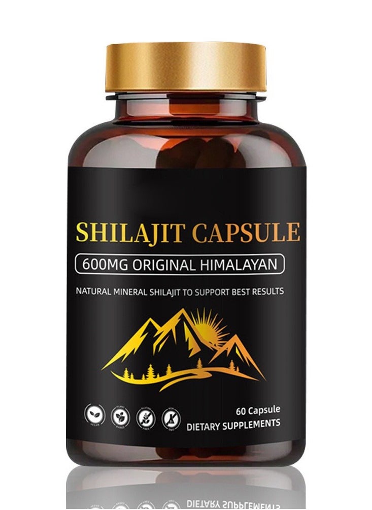 شيلاجيت آر إكس الهيمالايا shilajit الرجال والنساء كبسولات ( shilajeet ) - 600 ملغ من مكافئ الطاقة الطبيعية والقدرة على التحمل محسن - 60 كبسولات نباتي - فولفيك المعدنية ملاحق  - Image 1