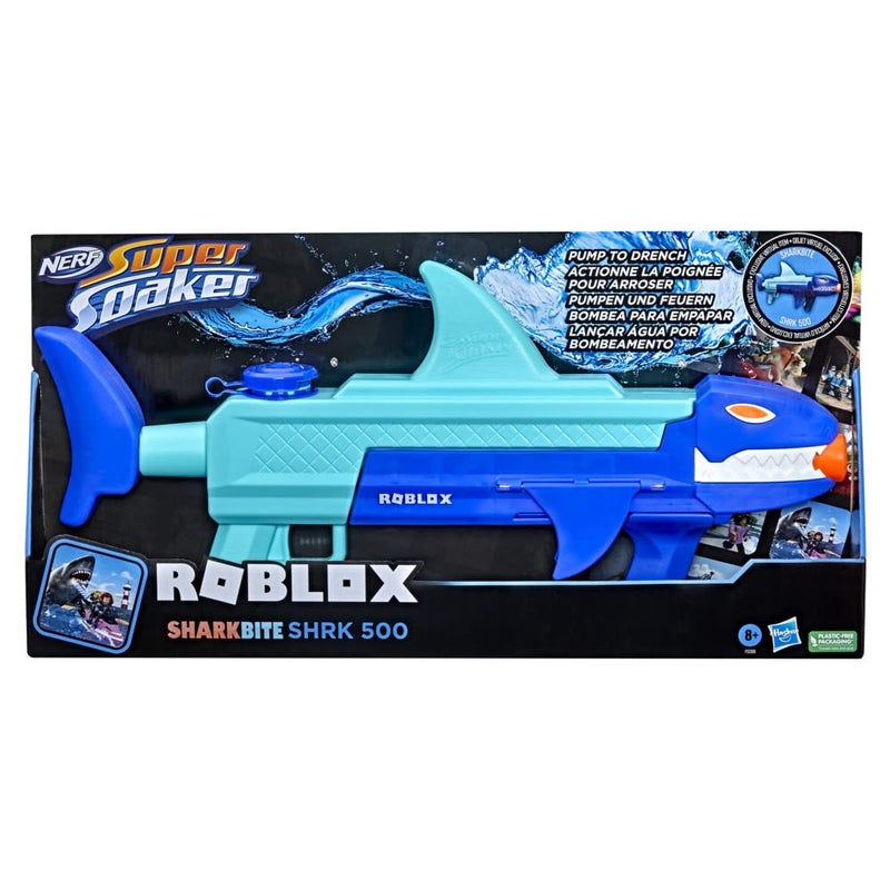 Super Soaker Nerf Super Soaker Roblox Sharkbite Water Blaster SHRK 500 Includes Code for Exclusive Virtual Item MultiColoured Pump Mechanism - Image 2