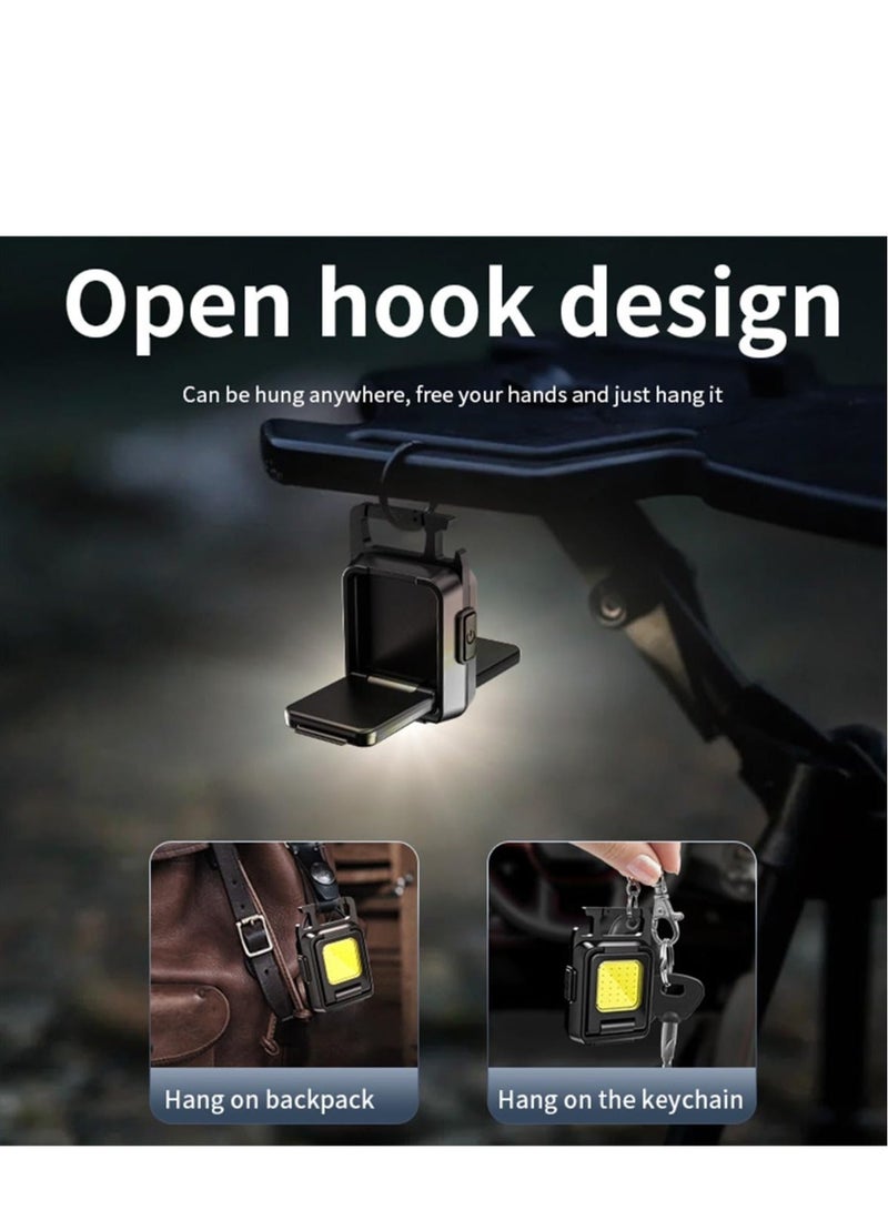 Loquat COB Mini Rechargeable Keychain Work Light, 1000 Lumens 4 Modes, Waterproof Flashlight with Folding Magnet Bracket Bottle Opener, Suitable for Walking, Camping, Repairing, Running Outdoor - Image 2