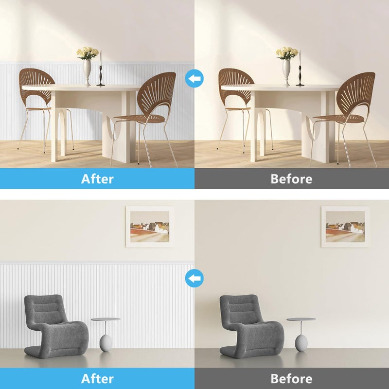 Art3d طقم لوحات جدران ونسكوتينغ Art3d، لوحات بيبدبورد بارتفاع 37.8 بوصة للجدران، طقم لوحات بوليسترين وباتن، زينة سهلة للتثبيت الذاتي لغرفة المعيشة، المطبخ، غرفة النوم - تغطي 31 قدم مربع - Image 2
