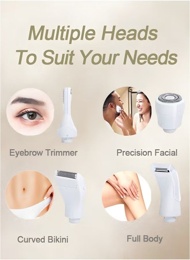 general إزالة الشعر الكهربائية وإزالة الشعر للنساء، ماكينة حلاقة للجسم مقاومة للماء للاستخدامات الرطبة والجافة برؤوس شفرات سيراميك قابلة للاستبدال، ماكينة قص قابلة للشحن عبر USB - Image 1
