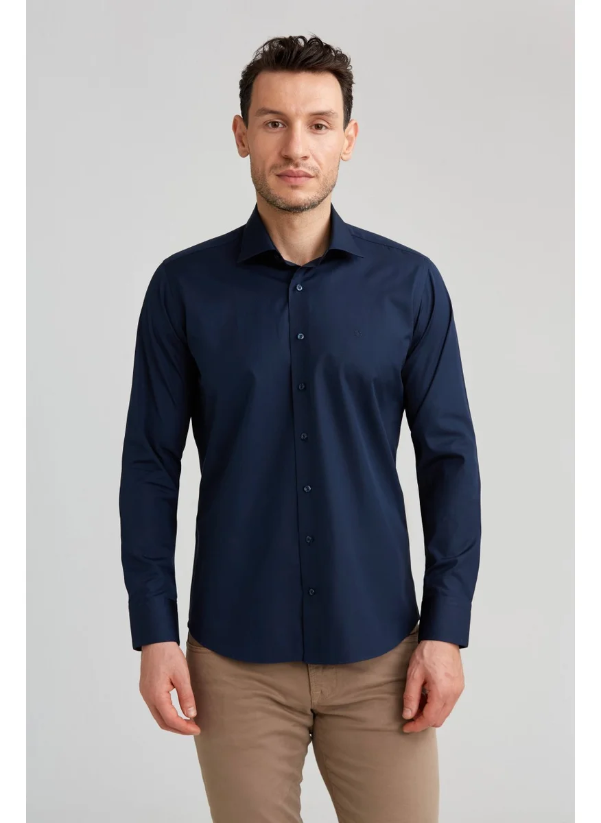 Bisse Gm 231079 Uk Kl C Collar Shirt Navy Blue GM23Y231079_D39