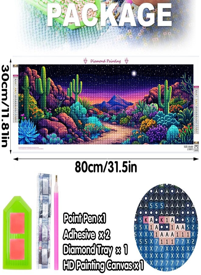 Bimkole Large Diamond Art Kits for Adults Cactus, Full Drill 5D DIY Rhinestone Embroidery Set Paint with Diamonds Art Succulent by Number Kits Cross Stitch Home Wall Craft Decoration 31.5x11.81 Inch - Image 2