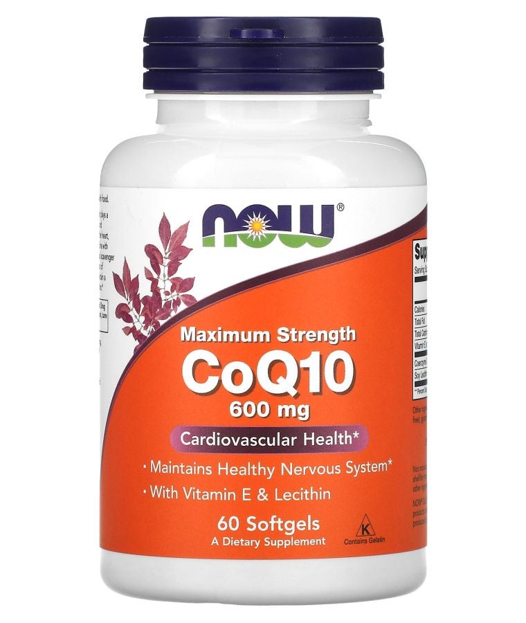 now CoQ10 with Vitamin E & Lecithin Maximum Strength 600 mg 60 Softgels