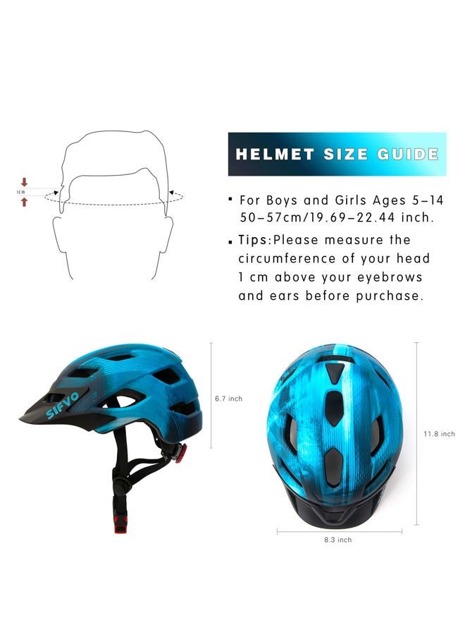 SIFVO Kids Helmet, SIFVO Kids Bike Helmet Boys and Girls Children Bicycle Helmet with Cool Visor Helmet for Kids 5-14, Youth Bike Helmet Adjustable & Lightweight 50-57cm (Cool Ray 【hot】) - Image 3