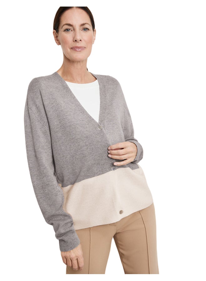 GERRY WEBER Cardigan with colour blocking and a mix of knits  - Image 1