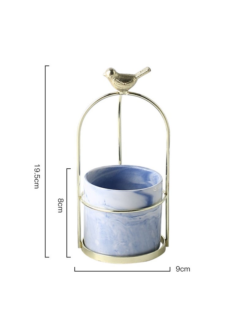 Y&D Handheld Little Vase Creative Iron Art Dry Flower Vase Tabletop Ceramic Bow Knot Succulent Flower Pot Decoration  - Image 1