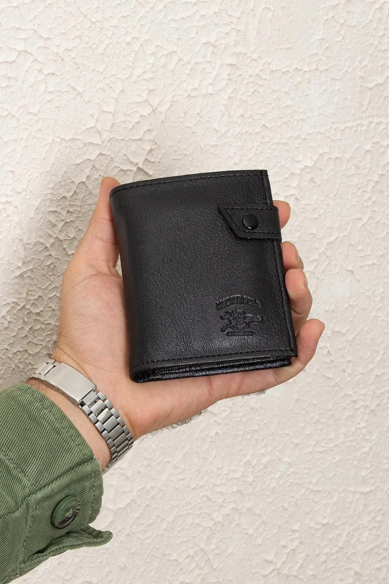 Newish Polo Newishpolo Faux Leather Men's Wallet Black