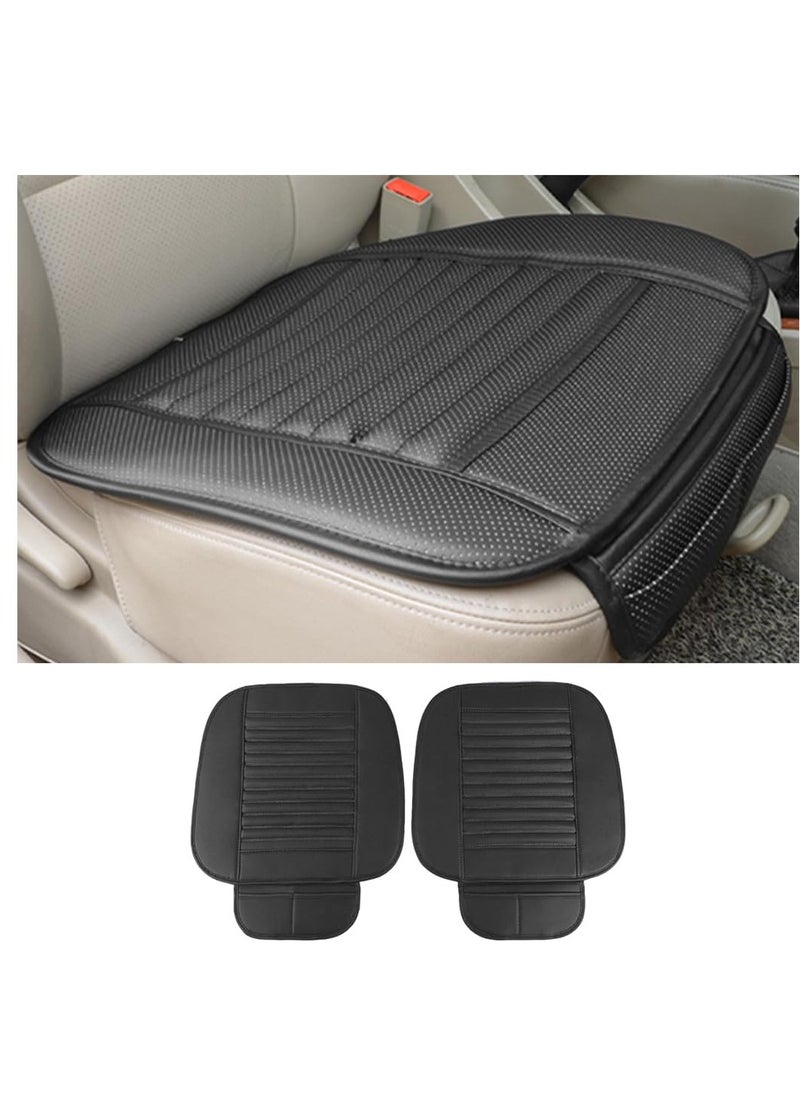 Captaintech 2 Pack Leather Front Car Seat Covers, Universal Sideless Car Seat Protectors with Storage Pocket, Waterproof Vehicle Seat Cover Automotive Seat Cushions for Most Vehicles(Black)  - Image 1