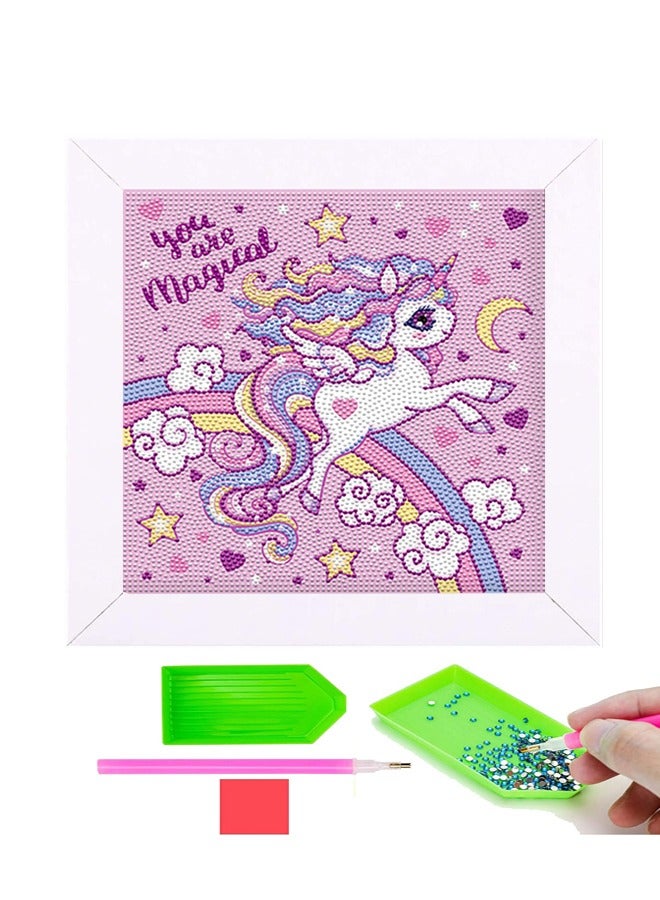 5D Diamond Painting Set With Wooden Frame  Diamond Art And Crafts, Suitable For Children, Boys, Girls, Gem Painting Set Unicorn Diamond Set  - Image 1