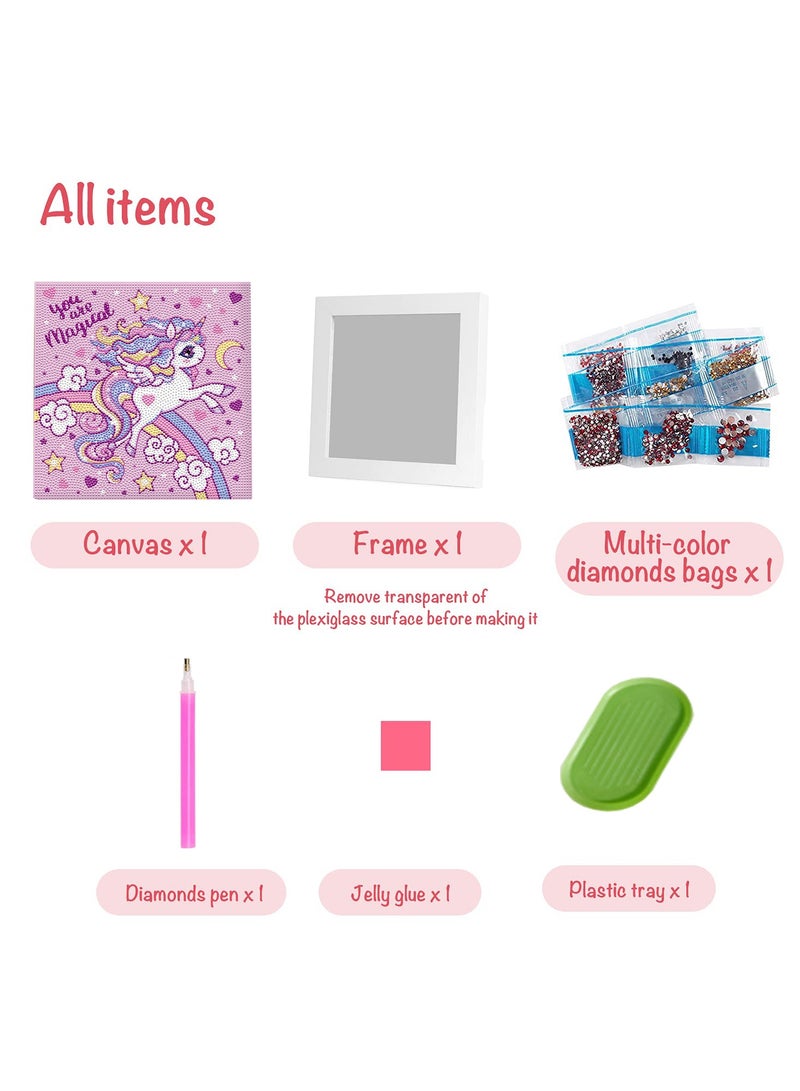5D Diamond Painting Set With Wooden Frame  Diamond Art And Crafts, Suitable For Children, Boys, Girls, Gem Painting Set Unicorn Diamond Set  - Image 2