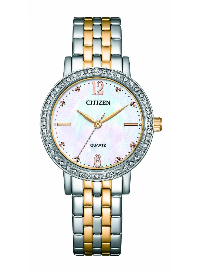 CITIZEN Women's Stainless Steel with Two-Tone Gold Plating QUARTZ WOMEN Watch EL3106-59D - 31 mm