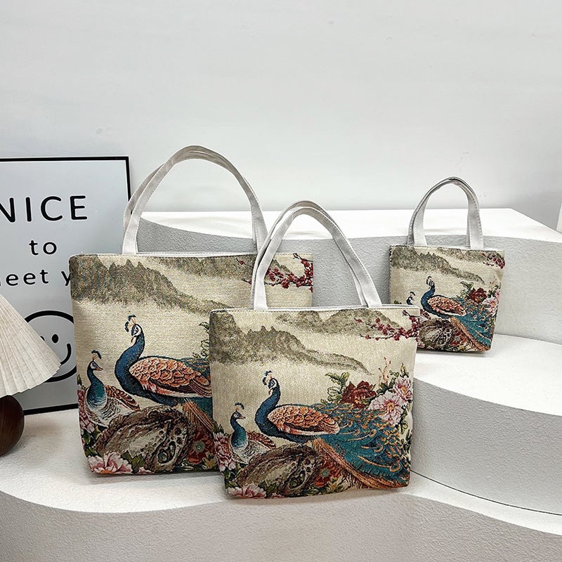Arrival Gold Silk Cloth Bag Fashionable Korean Fashion Casual Tote Bag Shoulder Bag Creative Pattern Women'S Canvas Bag - Image 5