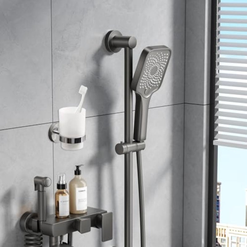 Wall Mount Toothbrush Holder with Frosted Glass Cup, Toothbrushes Toothpaste Razor Storage Organizer - Image 4