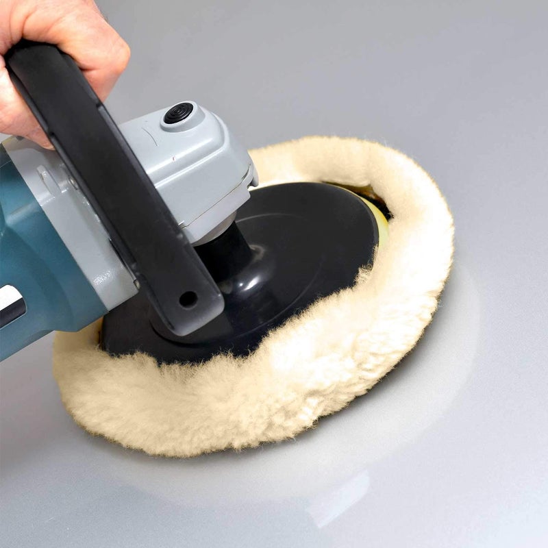 SPTA Wool Polishing Pads, SPTA 8"(200mm) 100% Natural Wool Buffing Pad with Hook & Loop Backing 4pcs Set Come with 5/8-11 Thread Backing Plate for Car Polishing, Buffing and Cutting - Image 5