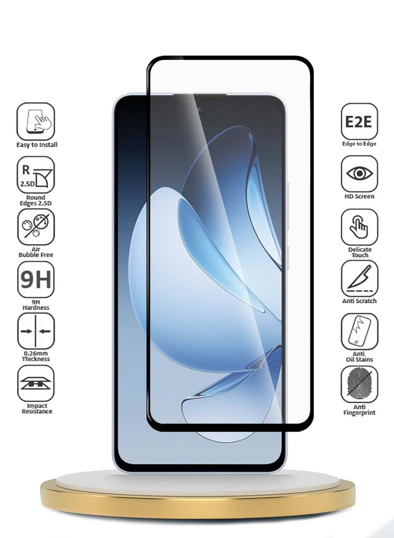 Wtech Oppo Reno13 F 4G/5G 2025 Premium E2E Series Full Glue Full Cover Tempered Glass Screen Protector (MSGECN) - Clear/Black - Image 2