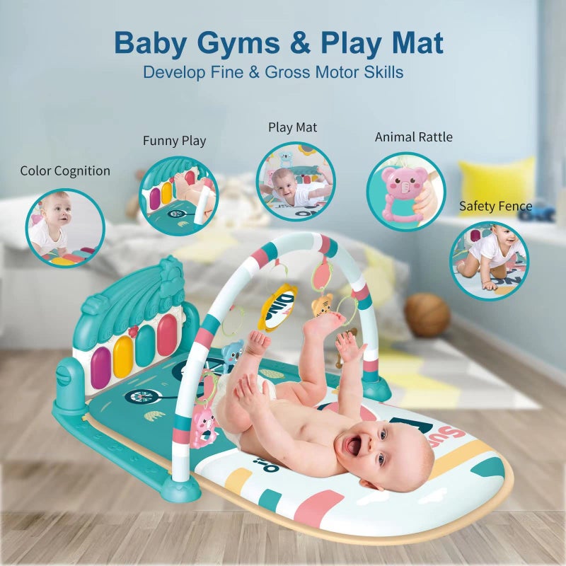 dearlomum Play Mat & Activity Gym, Piano Tummy Time Gym Mat with 5 Infant Sensory Toys, Music and Lights, Gifts for Newborns 0â€“12 Months (Pink) - Image 3