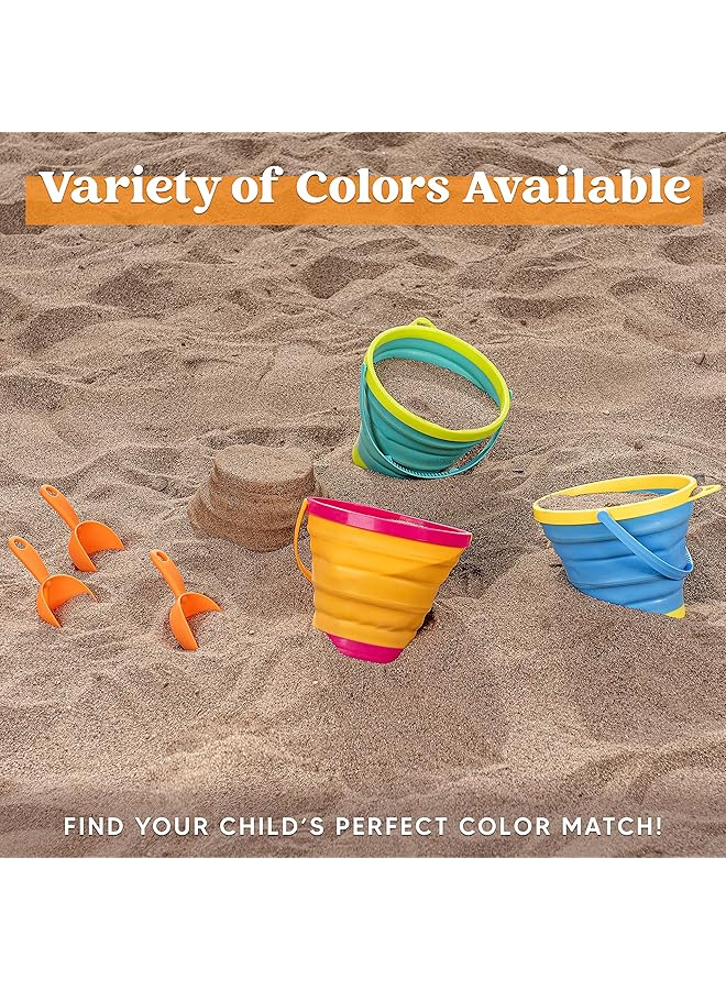 JOYIN 3 Packs Foldable Pail Bucket With Shovels & Mesh Bag Collapsible Buckets Multi Purpose For Beach Camping Gear Beach Party Fishing And Fun Summer Activities (Yellow/Blue/Green) - Image 3