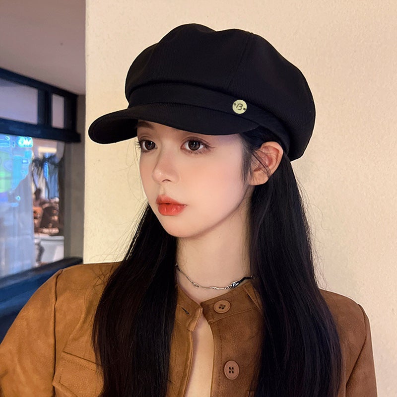 Women's Solid Color Beret Hat, Casual & Warm for Autumn/Winter - Image 1