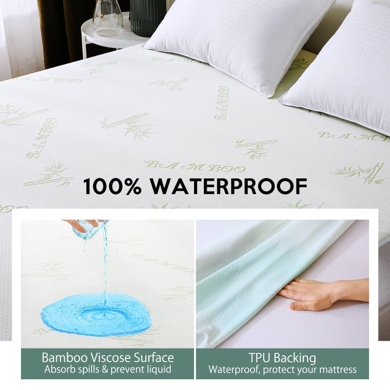 MUXHOMO Premium 100% Waterproof King Mattress Protector, Breathable Mattress Cover King Size Bed, 3D Air Fabric Cooling Bed Pad Cover, Deep Pocket 8"-21" - Image 3