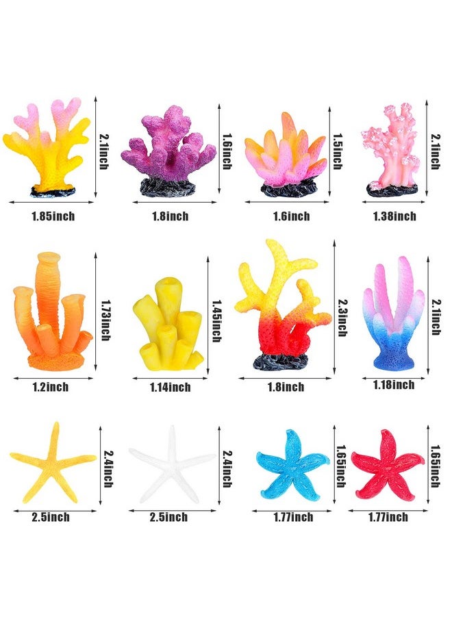 Mimorou 12 Pieces Fake Coral Plant Aquarium Decorations Fish Tank Ornament Decor Artificial Polyresin Colorful Coral Reef Decoration Accessories For Betta Fish Tank Aquarium Landscape(Lovely Style)  - Image 2