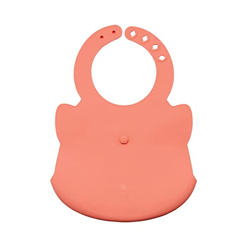 Tiny Twinkle Roll-Up Silicone Bib - Soft, Durable, Easy Clean Waterproof Silicone Bibs With Food Catcher (Coral, Infant) - Image 5