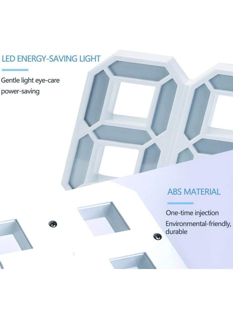 SkyTwo 3D Wall Led Alarm Digital Clock White Number Time Clock with Automatic Brightness Adjustable, 12/24 Hr Time/Date Temperature Display, Electric Nightlight Alarm Clock for Modern Home Decoration - Image 4
