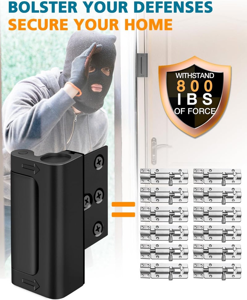 WINONLY Home Security Door Reinforcement Lock - Child Proof Door Locks for Front Door Child Safety Lock High Door Locks for Kids Safety Withstand 800 lbs Top Flip Door Latch Lock for Inward Swinging Door - Image 2