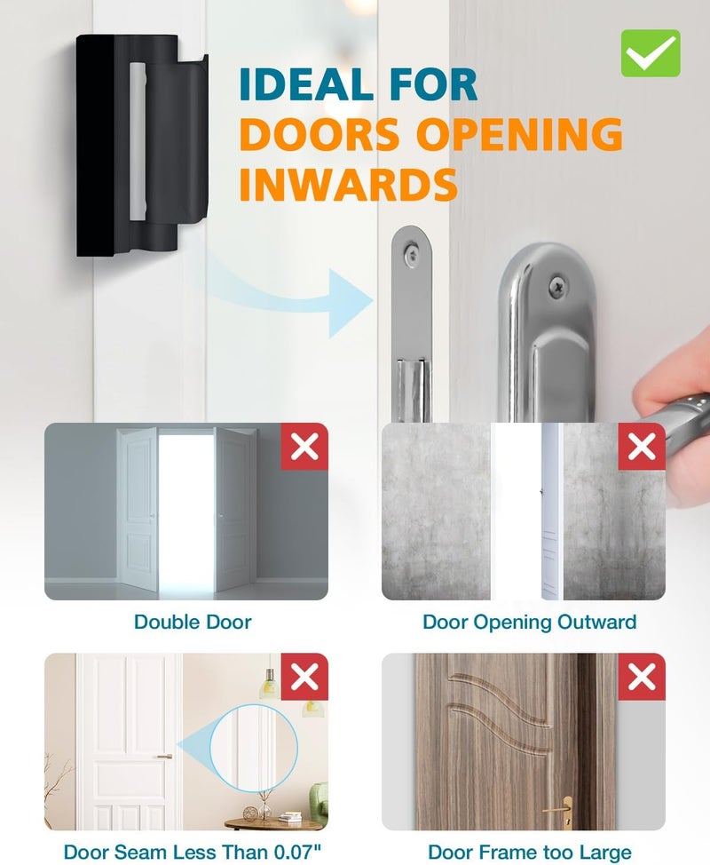 WINONLY Home Security Door Reinforcement Lock - Child Proof Door Locks for Front Door Child Safety Lock High Door Locks for Kids Safety Withstand 800 lbs Top Flip Door Latch Lock for Inward Swinging Door - Image 5