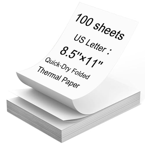 Bagvhandbagro Thermal Printer Paper 8.5 x 11 Inch, 100 Sheets US Letter Size Thermal Paper, Compatible with M08F/A40 Thermal Portable Printer, Continual Feeding Folded Printing Paper (100 Sheets/Continuous Folding) - Image 1