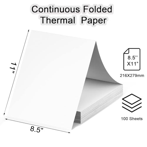 Bagvhandbagro Thermal Printer Paper 8.5 x 11 Inch, 100 Sheets US Letter Size Thermal Paper, Compatible with M08F/A40 Thermal Portable Printer, Continual Feeding Folded Printing Paper (100 Sheets/Continuous Folding) - Image 5