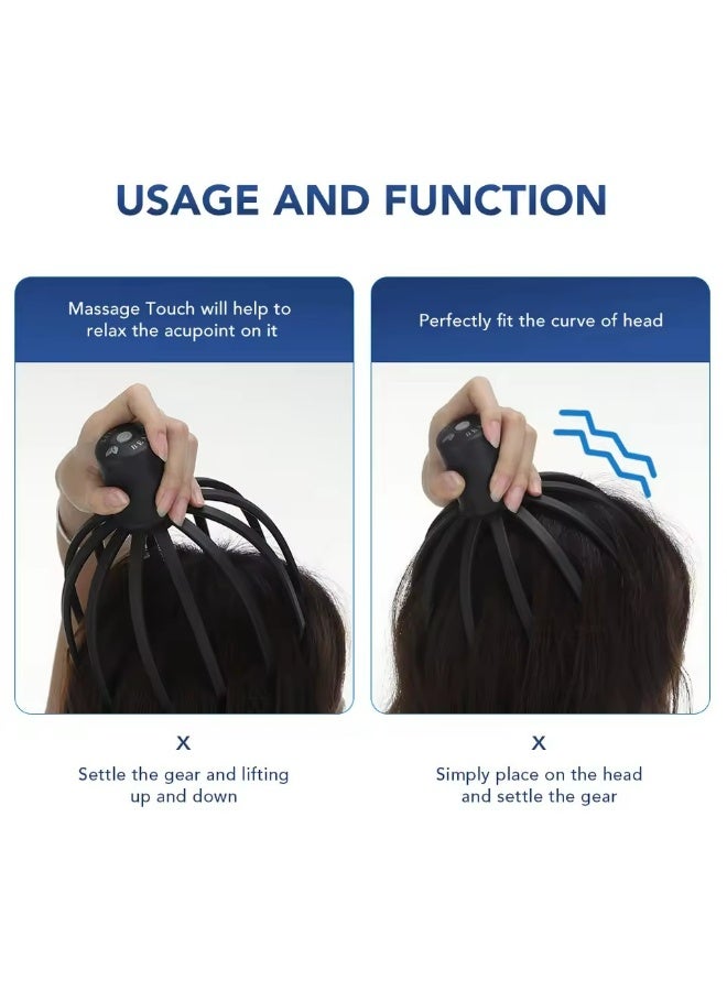 Electric Head Massager with Three Gears 12 TPE Massage Claws Head Massage Device USB Rechargeable - Image 3