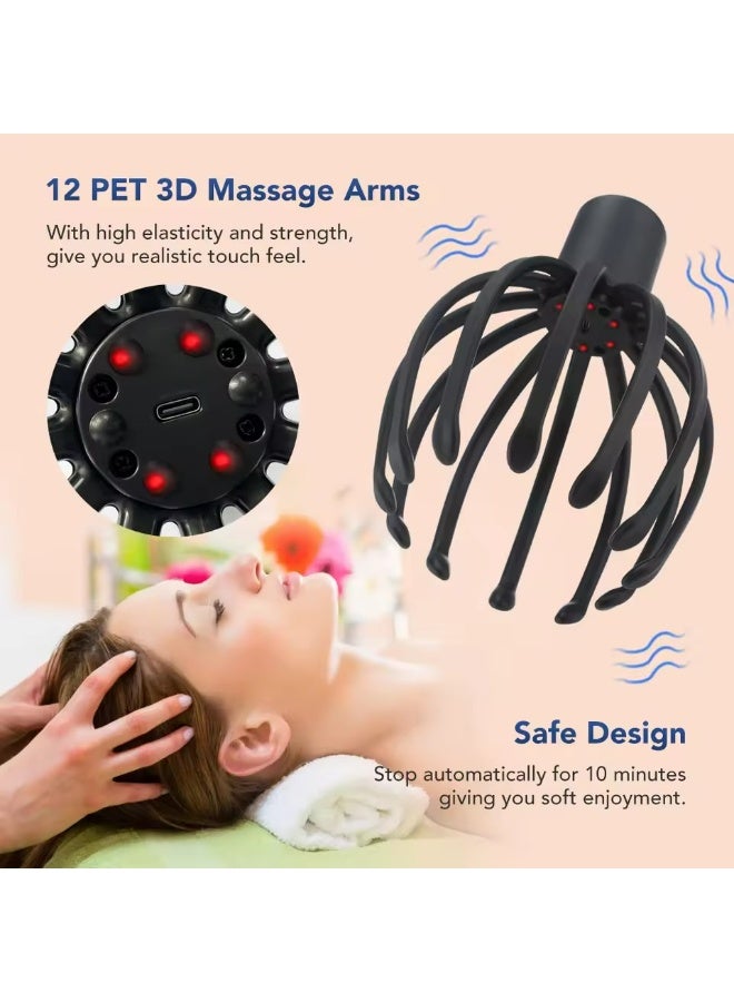 Electric Head Massager with Three Gears 12 TPE Massage Claws Head Massage Device USB Rechargeable - Image 2