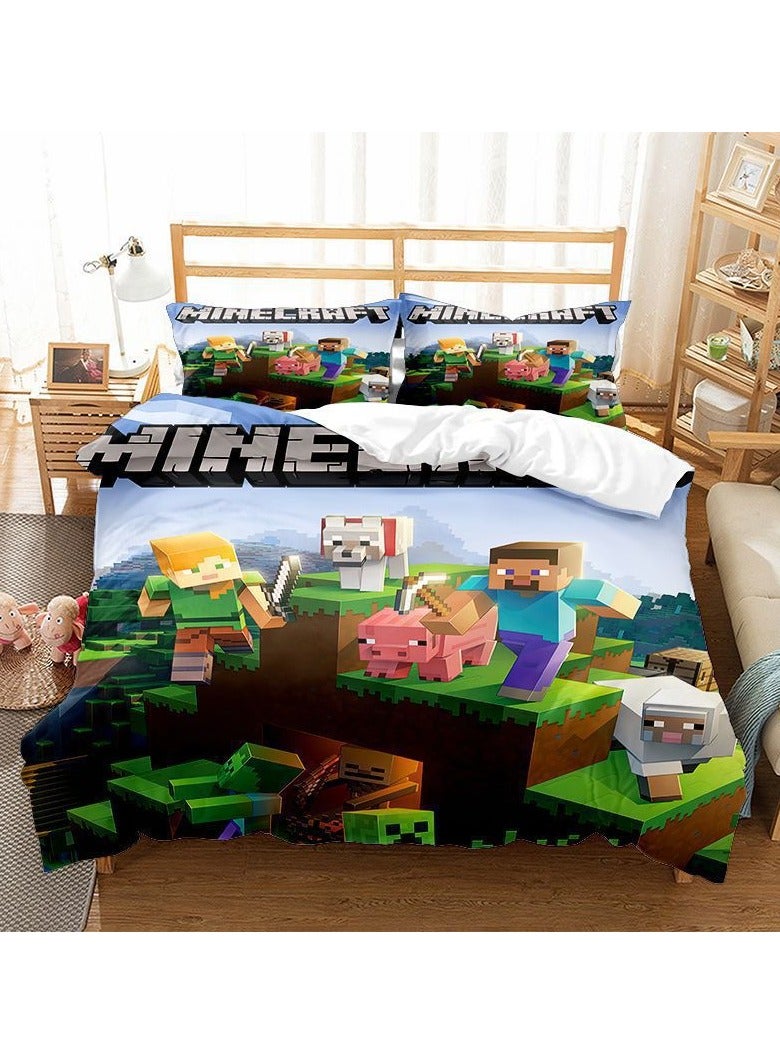 Minecraft Game Peripheral Bedding Three-Piece Set 200*200cm - Image 1