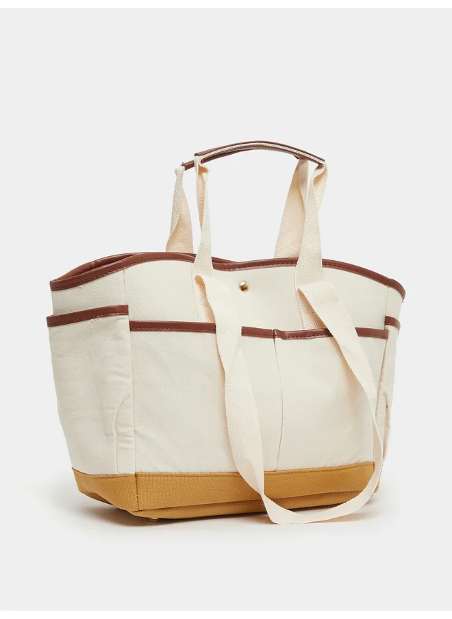 Styli Styli Color Block Handbag with Dual Top Handles