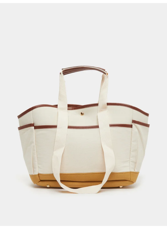 Styli Styli Color Block Handbag with Dual Top Handles