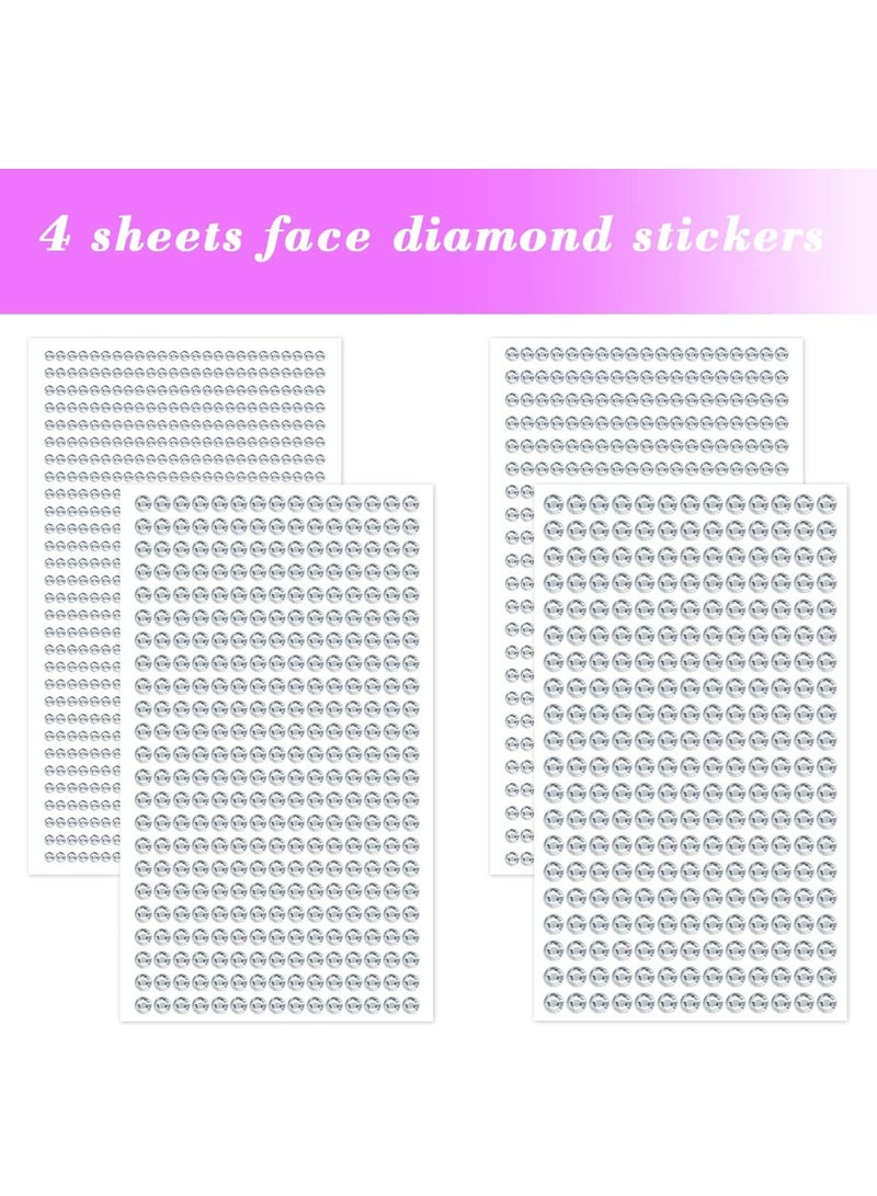 1799pcs Self Adhesive Face Gems Stickers, Hair Gems Rhinestones Stickers, Bling Jewels for Makeup, Crafts, Home Decor Scrapbooking Embellishments, 4 Sizes 3mm/4mm/5mm/6mm(Clear Rhinestones) - Image 3