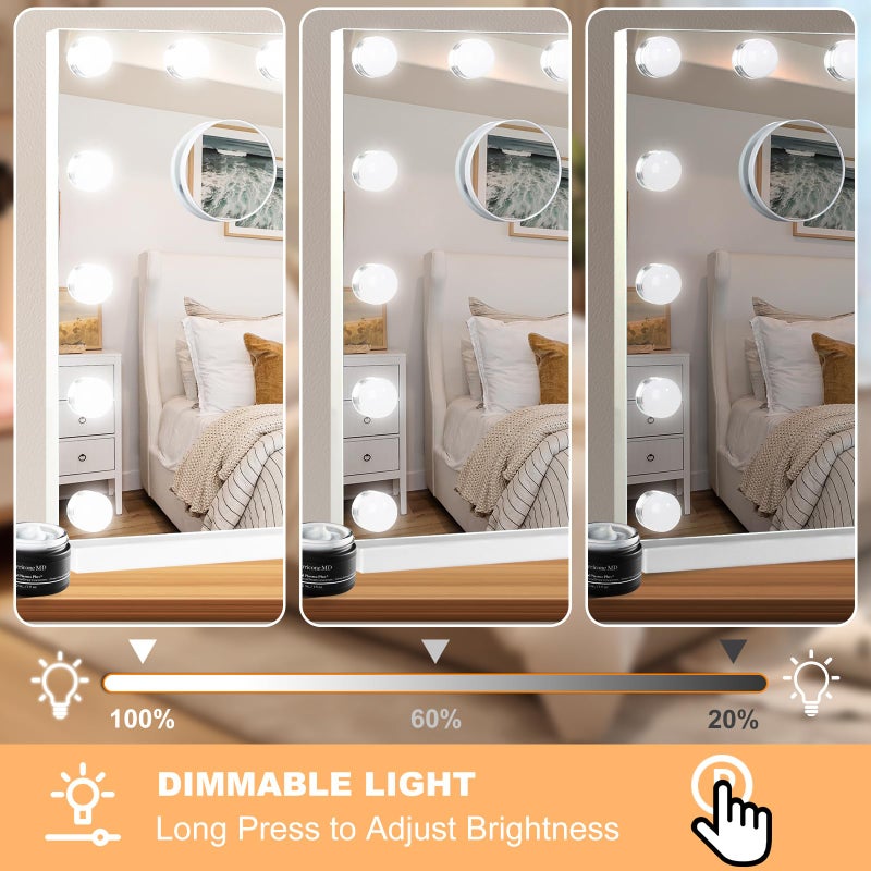 Moonee Vanity Mirror with Lights, Hollywood Lighted Makeup Mirror with 15 Dimmable Bulbs and 10X Magnification, 3 Colors Modes, Light Up Mirror, Gifts for Women, Girls,Dorm Room Essentialsï¼ˆ23" x 18"ï¼‰ - Image 4