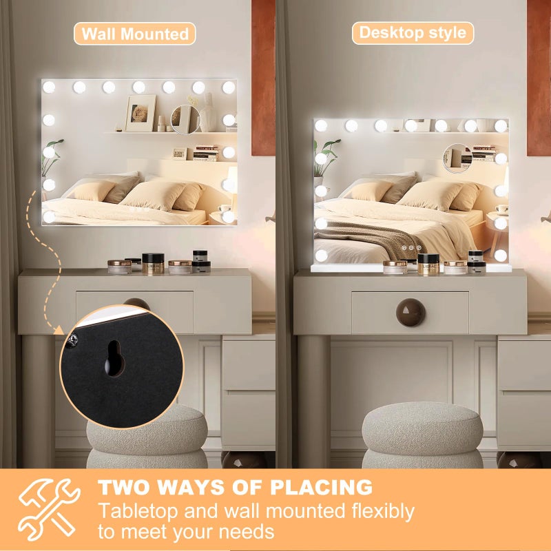 Moonee Vanity Mirror with Lights, Hollywood Lighted Makeup Mirror with 15 Dimmable Bulbs and 10X Magnification, 3 Colors Modes, Light Up Mirror, Gifts for Women, Girls,Dorm Room Essentialsï¼ˆ23" x 18"ï¼‰ - Image 5