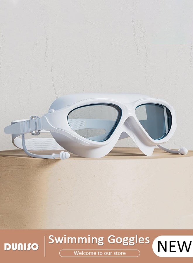DUNISO Swim Goggles for Adults, Lens & Wide-Vision Swimming Goggles with Silicone Anti Fog Anti UV Waterproof Clear Vision Easy Adjust for Men Women Adults Teens  - Image 1
