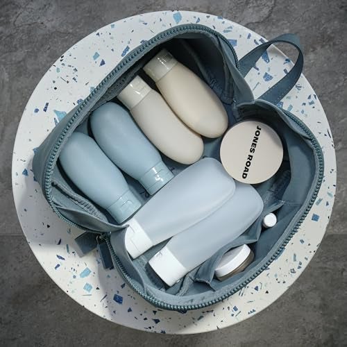 LINE+ARC Machine-Washable Neoprene Toiletry Bag (Sandstone) Modern Taupe Beige Dopp Kit Soft Insulation Cosmetics Makeup Travel Skincare Shaving Large Case Men Women Overnight Easy-to-Clean - Image 4