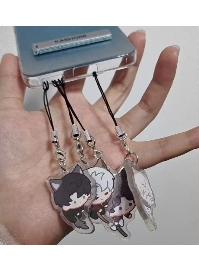 4Pieces Game Love And Deepspace Xavier Zayne Rafayel ralayo Sylus Cosplay Phone Chain Figure Acrylic Keychains Bag Pendant Gift-Color:(A B C D) 4Pcs-Ships From:CHINA