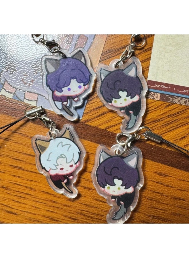 4Pieces Game Love And Deepspace Xavier Zayne Rafayel ralayo Sylus Cosplay Phone Chain Figure Acrylic Keychains Bag Pendant Gift-Color:(A B C D) 4Pcs-Ships From:CHINA