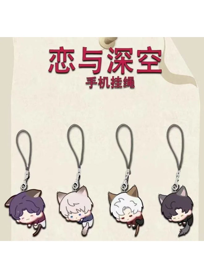 4Pieces Game Love And Deepspace Xavier Zayne Rafayel ralayo Sylus Cosplay Phone Chain Figure Acrylic Keychains Bag Pendant Gift-Color:(A B C D) 4Pcs-Ships From:CHINA