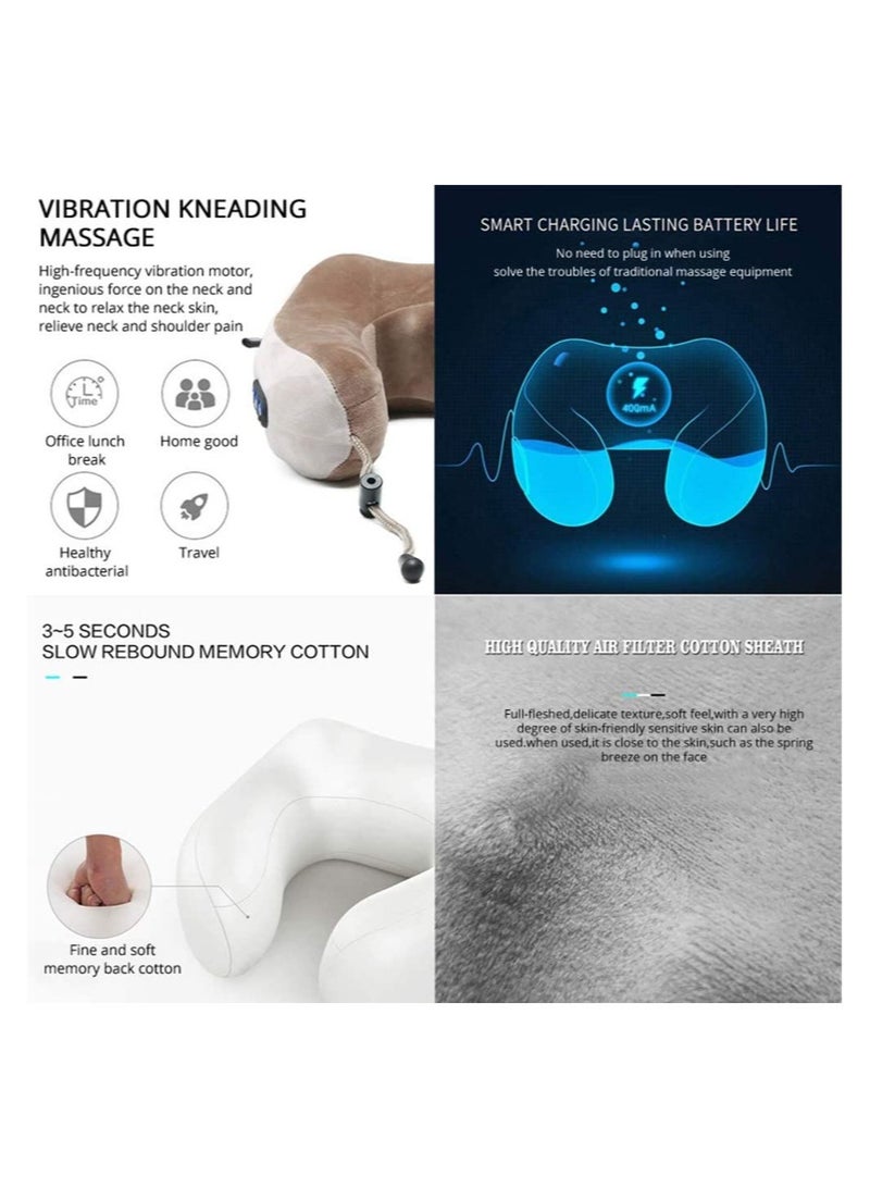 Electric Travel Neck Massage Pillow U Shaped Memory Foam Kneading Vibration Neck Head Support Pillow Relief Cervical Pain For Airplane  - Image 4