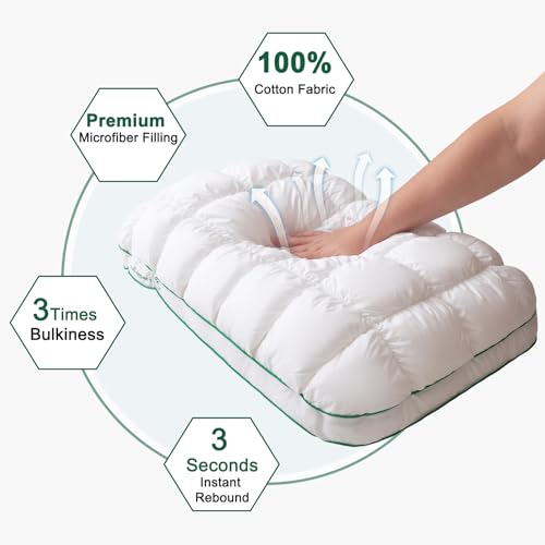 YOUR MOON Fluffy Support Bed Pillow Queen Size, Super Soft Premium Down-Alternative Filling for Sleeping, Luxury Hotel Quality Bed Pillows for Side Sleeper (White) - Image 3